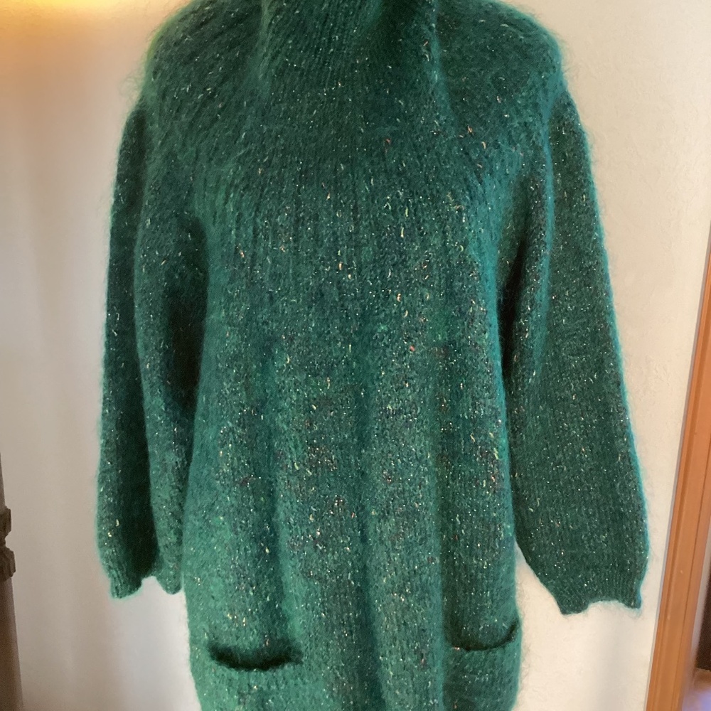 Paul & Duffier Mohair Green Pocket Sweater